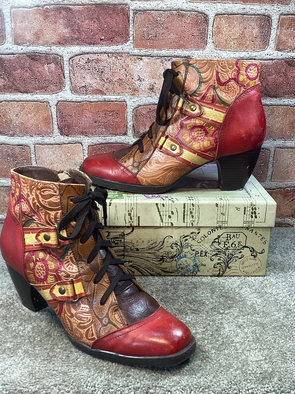 Socofy Bohemian Patchwork womens ankle boots size 40 eu size 9.5-10